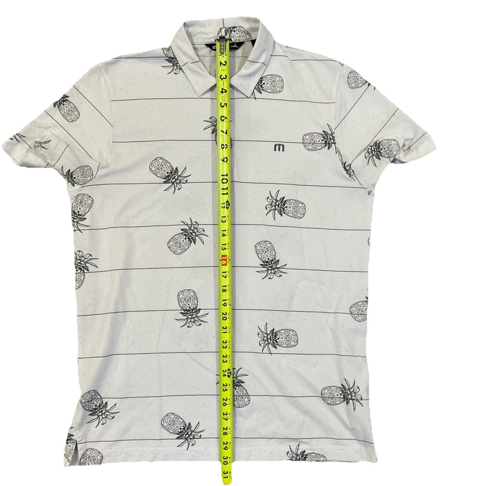 Travis Mathew Polo Shirt Mens Size‎ Large White Striped Pineapple Golf S Sleeve - Picture 3 of 7